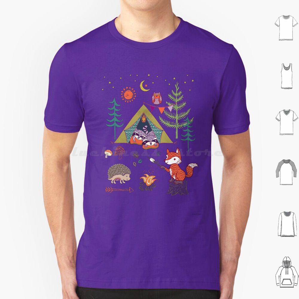 Kids Outdoor Fort - Woodland Animals Campout T Shirt Erkek