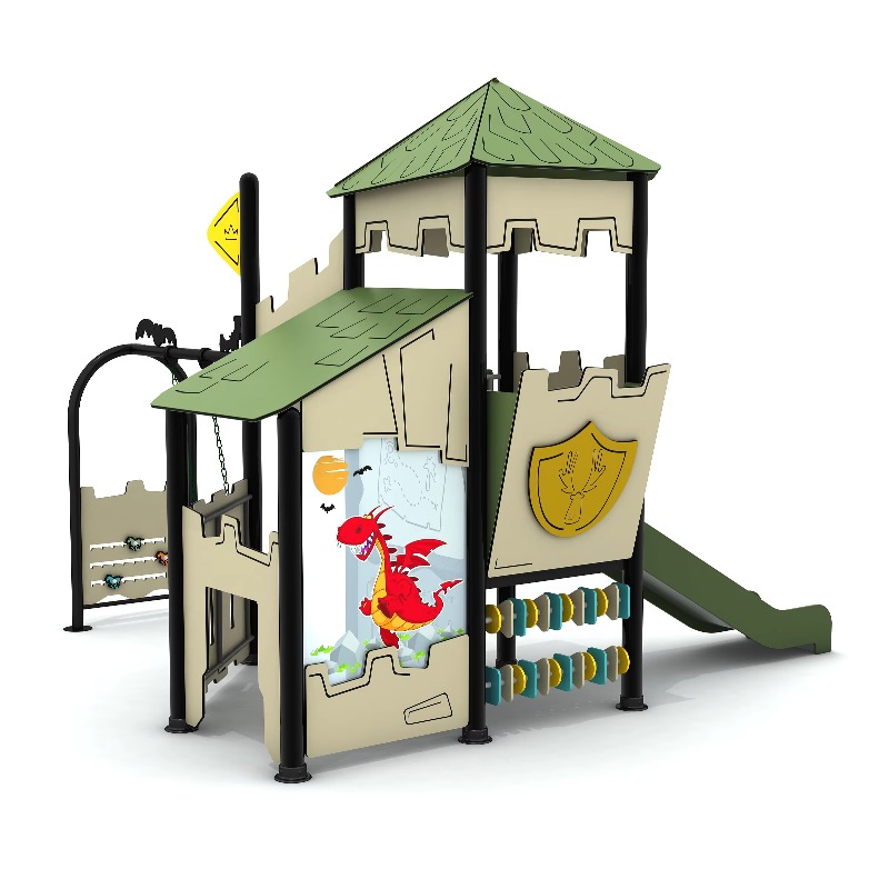 Kids Outdoor Wooden Playhouse - Ahşap Açık Hava Oyun Alanı Seti