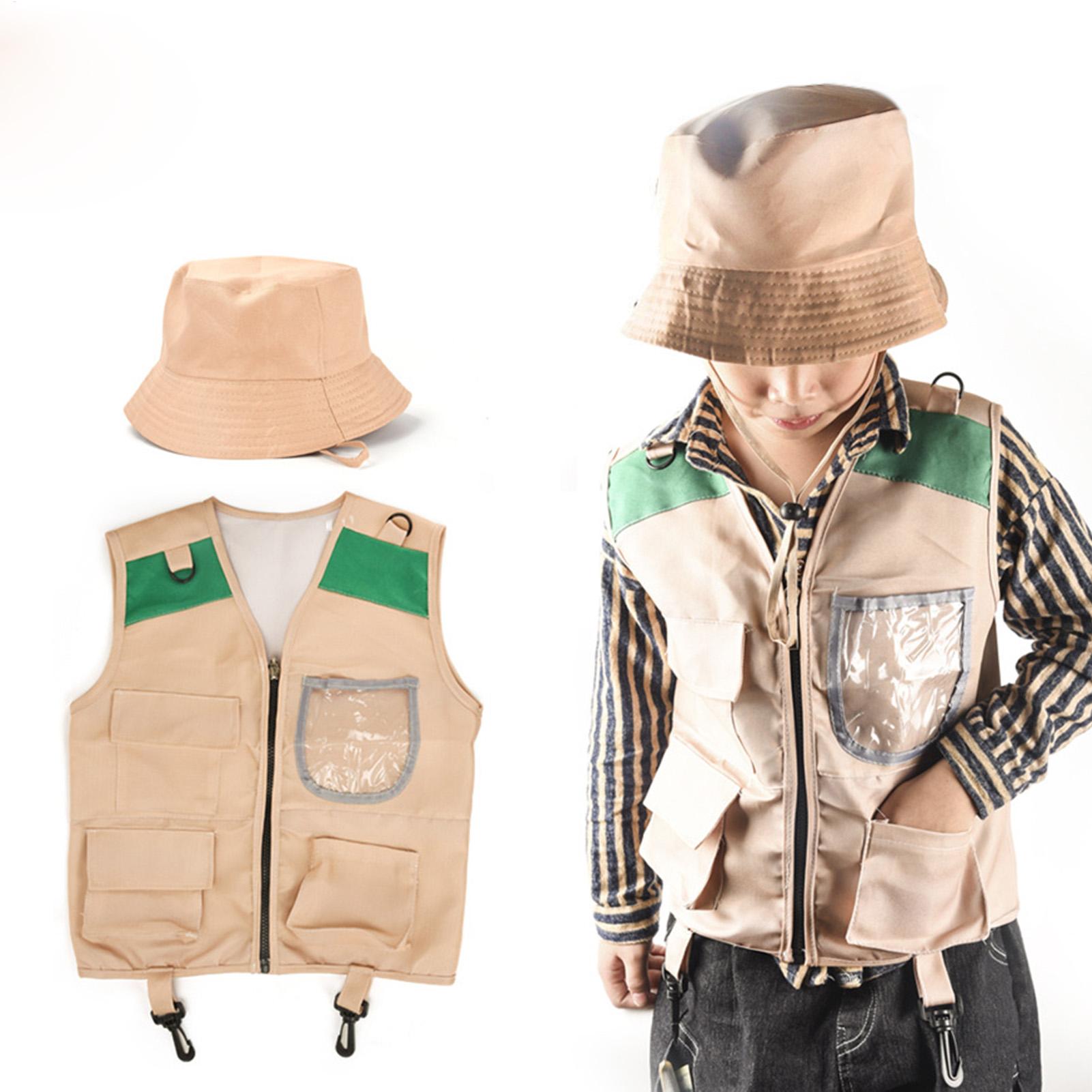 Kids Outdoor Vest - Çocuklar için keşifçı şapkası ve yelek