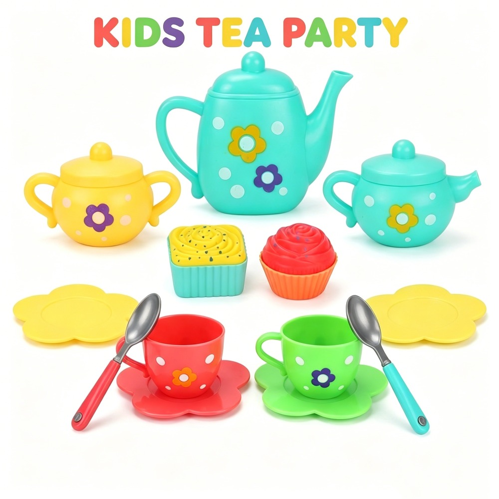 Kids Outdoor Kitchen Set - 13 Parça Çocuk Oyuncak Çayı, Renkli