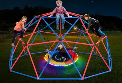 Kids Outdoor Jungle Gym Dome - LED'li Disk Salıncaklı Clim Dome Salıncak
