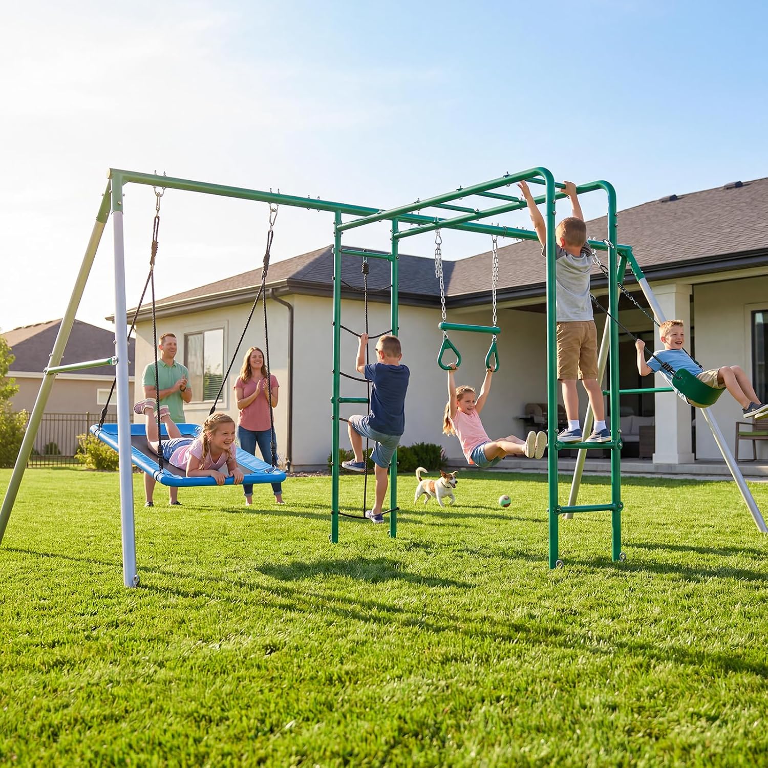 Kids Outdoor Monkey Bar Set - Maymun Çubuklu Arka Bahçe Salıncak Seti