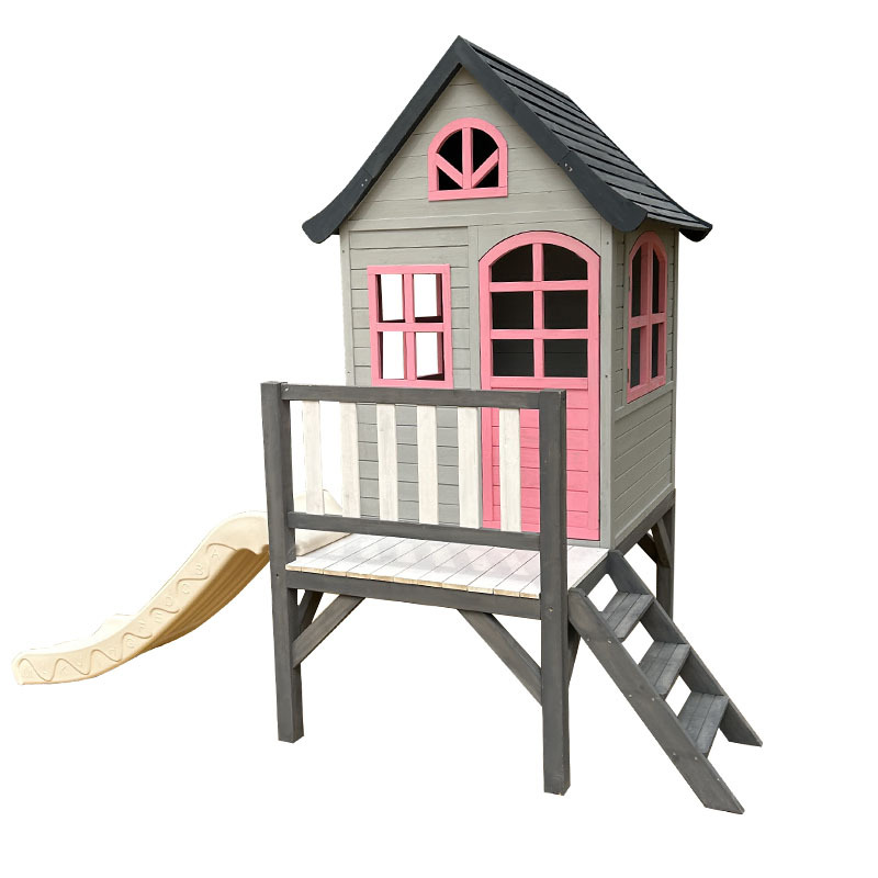 Kids Outdoor Wooden Playhouse - Çocuklar için kütük ev, ağaç, açık