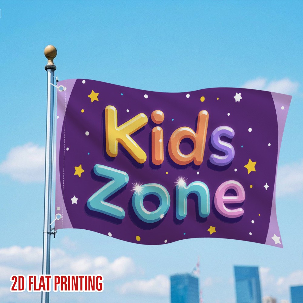 Kids Outdoor Zone - Çocuk Bölgesi Bahçe Bayrağı Dayanıklı Polyester