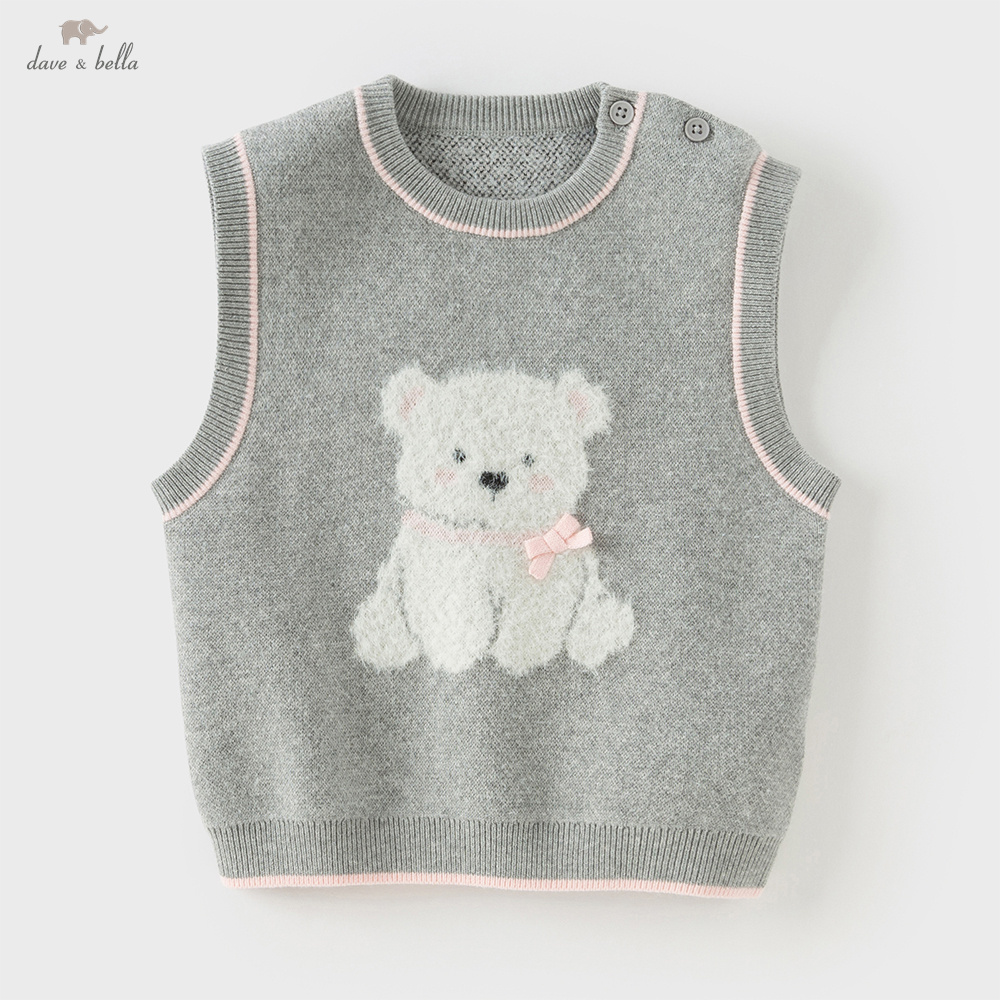 Kids Outdoor Vest - Dave Bella Kızların Sonbahar Kazak Yelek