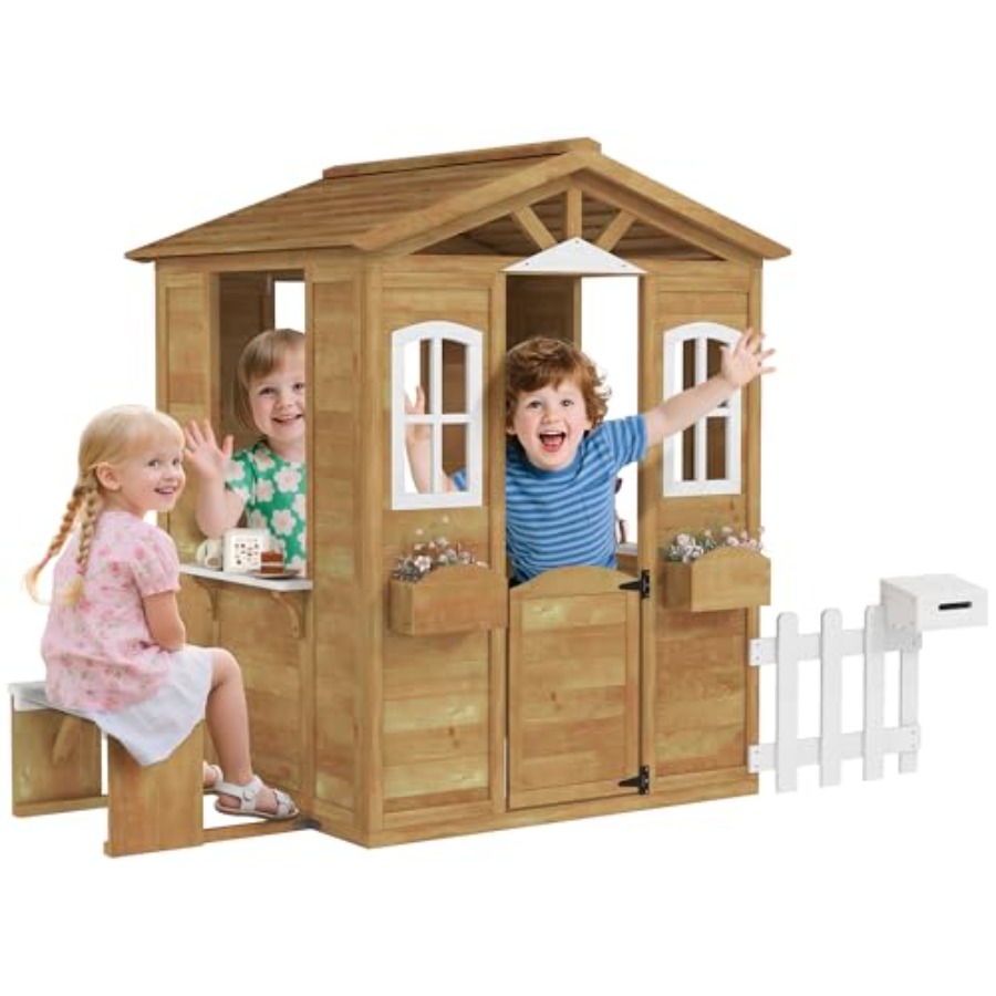 Kids Outdoor Wooden Playhouse - 3-6 yaş arası çocuklar için dış