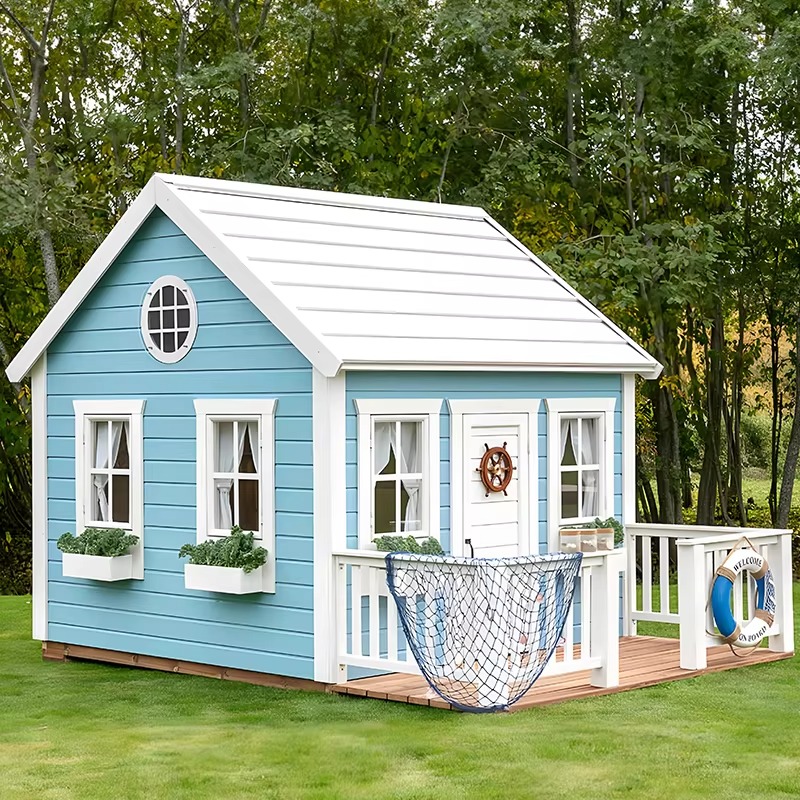 Kids Outdoor Wooden Playhouse - Açık Hava Bahçe Kulübesi Çocuk Oyun