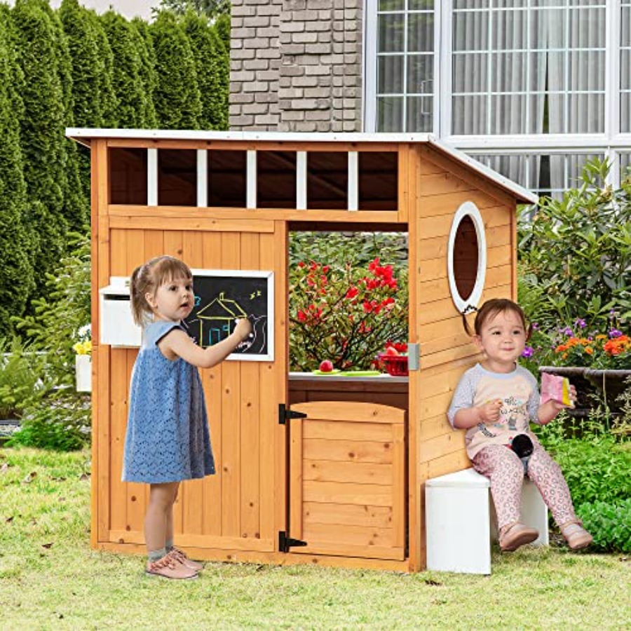 Çocuklar İçin Çalışan Kapılı,  - Kids Outdoor Wooden Playhouse incelemesi ve fiyatı