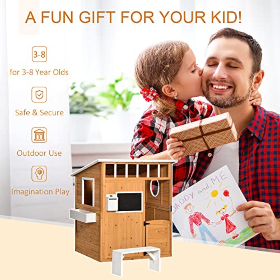 Çocuklar İçin Çalışan Kapılı,  - Kids Outdoor Wooden Playhouse incelemesi ve fiyatı