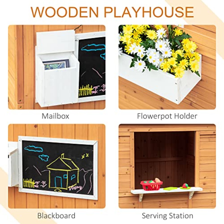 Çocuklar İçin Çalışan Kapılı,  - Kids Outdoor Wooden Playhouse incelemesi ve fiyatı