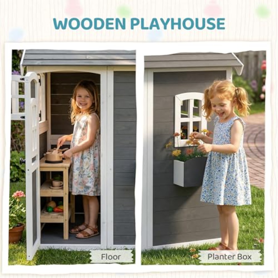 3-8 yaş arası çocuklar için ze - Kids Outdoor Wooden Playhouse incelemesi ve fiyatı