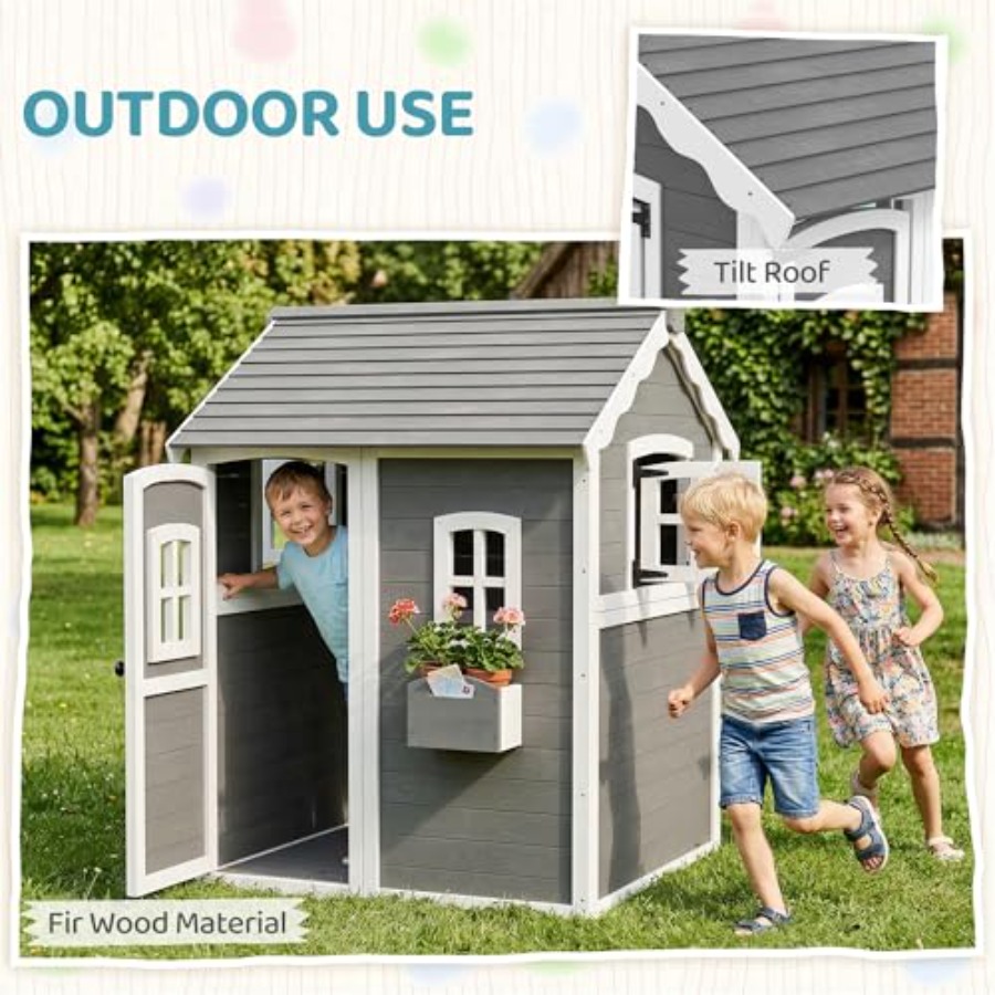 3-8 yaş arası çocuklar için ze - Kids Outdoor Wooden Playhouse incelemesi ve fiyatı