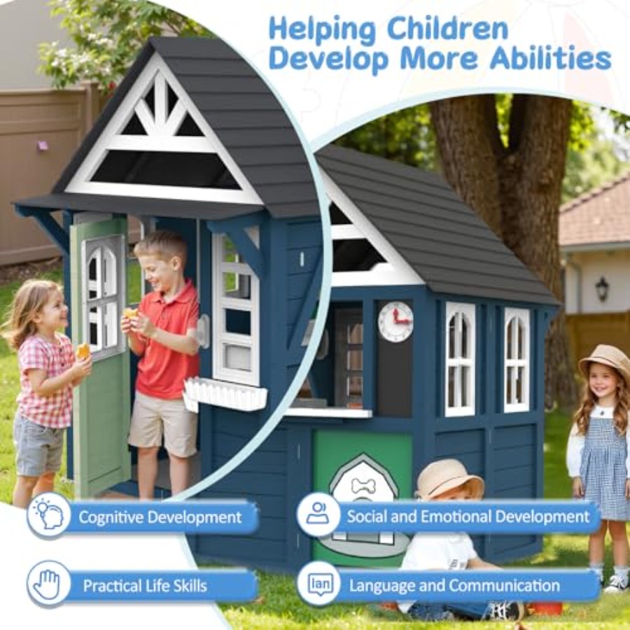 Açık hava çocuk oyun evi: ahşa - Kids Outdoor Wooden Playhouse incelemesi ve fiyatı