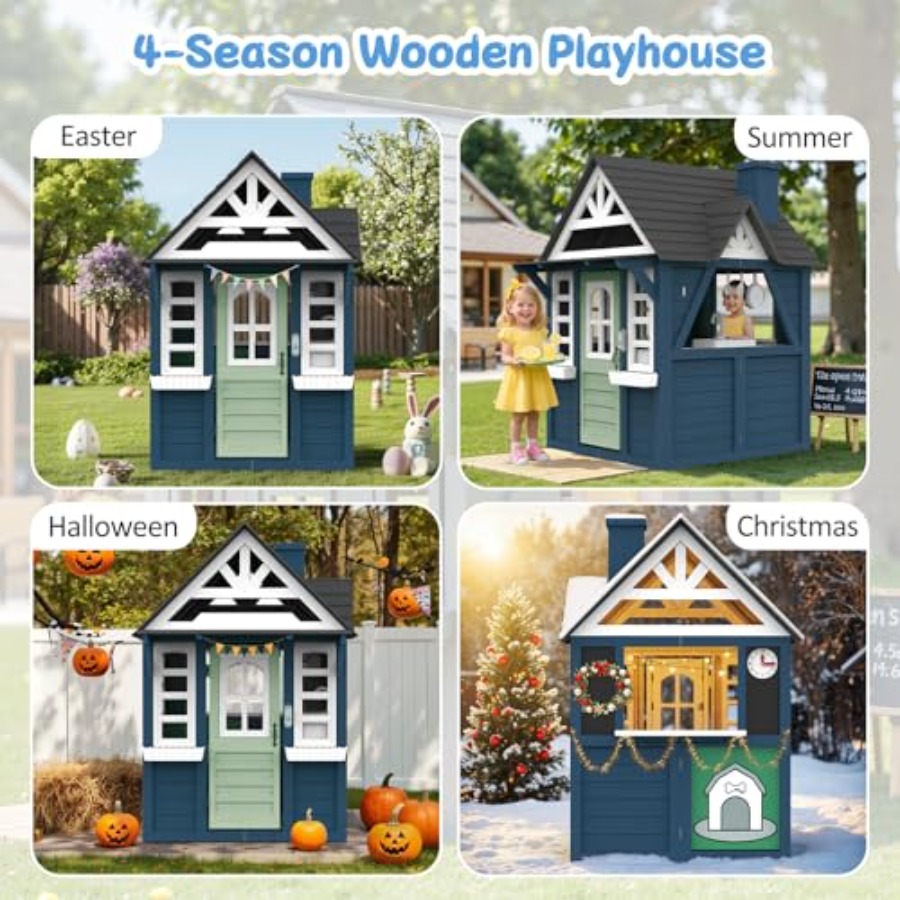 Açık hava çocuk oyun evi: ahşa - Kids Outdoor Wooden Playhouse incelemesi ve fiyatı