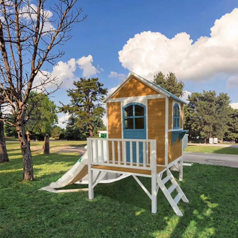 Modern İki Katlı Ahşap Çocuk O - Kids Outdoor Wooden Playhouse incelemesi ve fiyatı