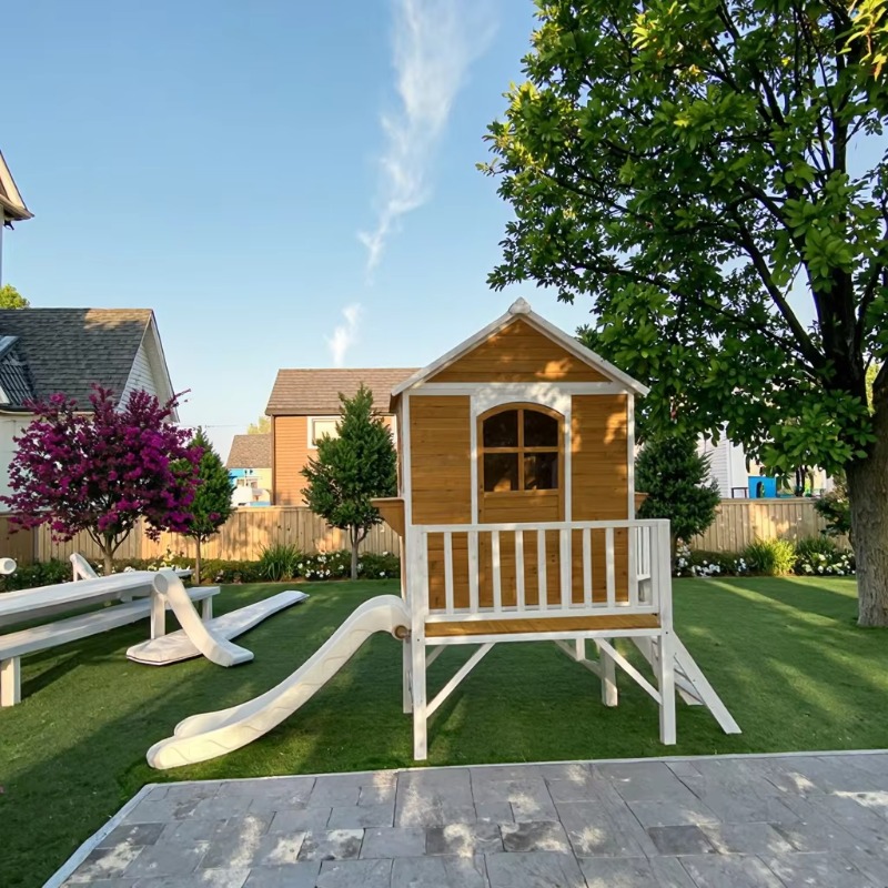 Modern İki Katlı Ahşap Çocuk O - Kids Outdoor Wooden Playhouse incelemesi ve fiyatı