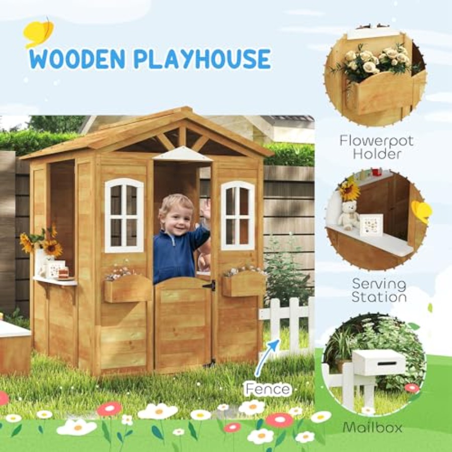 3-6 yaş arası çocuklar için dı - Kids Outdoor Wooden Playhouse incelemesi ve fiyatı