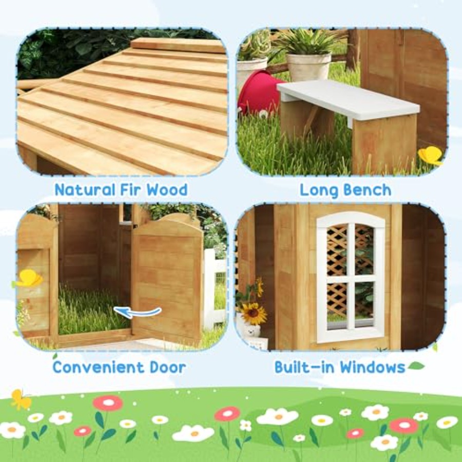 3-6 yaş arası çocuklar için dı - Kids Outdoor Wooden Playhouse incelemesi ve fiyatı